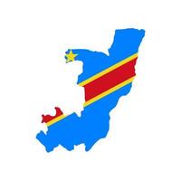 demokratische republik kongo karte mit flagge auf weißem hintergrund vektor