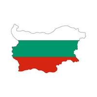 bulgarien karta silhuett med flagga på vit bakgrund vektor