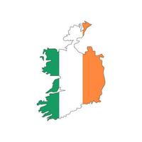 Irland karta silhuett med flagga på vit bakgrund vektor