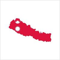 Nepal karta silhuett med flagga på vit bakgrund vektor