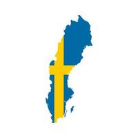 Schweden Karte Silhouette mit Flagge auf weißem Hintergrund vektor