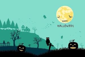 Halloween-Nachtlandschaft auf Silhouette-Hintergrund vektor