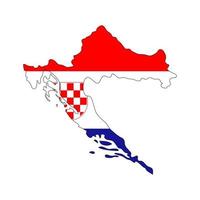 Kroatien Karte Silhouette mit Flagge auf weißem Hintergrund vektor