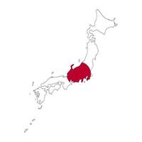 Japan-Karte-Silhouette mit Flagge auf weißem Hintergrund vektor