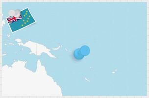 Karte von Solomon Inseln mit ein festgesteckt Blau Stift. festgesteckt Flagge von Solomon Inseln. vektor