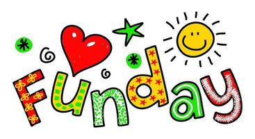 Funday Doodle Feiertagsfeier Text Titel Schriftzug vektor