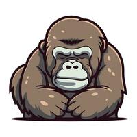 Gorilla Karikatur Maskottchen. Vektor Illustration von ein Gorilla Tier.
