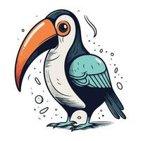 toucan fågel. hand dragen vektor illustration på vit bakgrund.