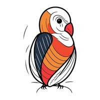illustration av en färgrik papegoja isolerat på en vit bakgrund. vektor