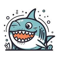 Karikatur Hai mit öffnen Mund. Vektor Illustration auf Weiß Hintergrund.
