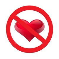 Förbud kärlek hjärta. Symbol för förbjudet och sluta kärlek vektor