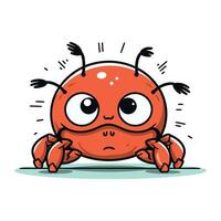 söt tecknad serie krabba karaktär med ledsen ögon. vektor illustration isolerat på vit bakgrund.