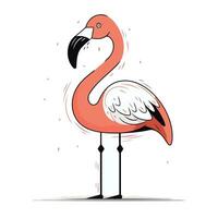 flamingo. vektor illustration. hand ritade. isolerat på vit bakgrund.