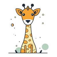 söt tecknad serie giraff. vektor illustration i platt linjär stil.