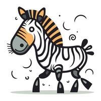 zebra på en vit bakgrund. vektor illustration i tecknad serie stil.