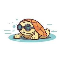tecknad serie sköldpadda karaktär med solglasögon. vektor illustration i en platt stil.