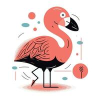 Flamingo auf Weiß Hintergrund. Vektor Illustration im eben Stil.