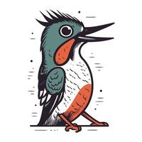 Eisvogel Vektor Illustration. Hand gezeichnet Vogel isoliert auf Weiß Hintergrund.