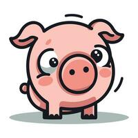 rolig nasse tecknad serie karaktär. vektor illustration av en söt gris.