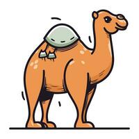 Kamel. Vektor Illustration von ein Kamel mit ein Helm auf seine Kopf.