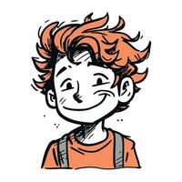 tecknad serie Lycklig pojke. vektor illustration av en Lycklig pojke med röd hår.