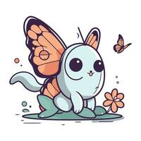 süß Karikatur Schmetterling mit Blumen. Vektor Illustration zum Ihre Design.