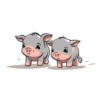 Vektor Illustration von zwei süß wenig Schweine Stehen Seite durch Seite isoliert auf Weiß Hintergrund.