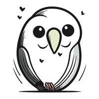 Illustration von ein süß schwarz und Weiß Vogel mit Herz gestalten vektor