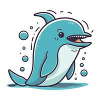 süß Karikatur Delfin. Vektor Illustration isoliert auf ein Weiß Hintergrund.