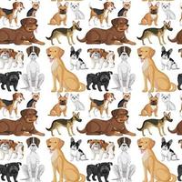 nahtloses Muster mit vielen verschiedenen süßen Hunden vektor