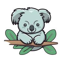 süß Koala auf Eukalyptus Ast Karikatur Vektor Illustration Grafik Design