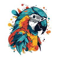 färgrik ara papegoja på vit bakgrund. vektor illustration.