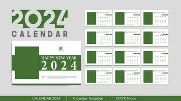 stilvoll und anpassbar Schreibtisch Kalender mit personalisiert Raum zum Fotos, Neu Jahr Geschäft Kalender 2024 vektor