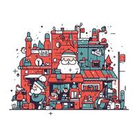 Santa claus und Menschen im das Stadt. Vektor Illustration zum Ihre Design