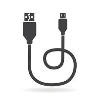 Mikro USB Kabel auf Weiß Hintergrund, USB Kabel Vektor Kunst Illustration.