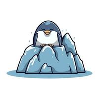 süß Karikatur Pinguin Sitzung auf das Eis. Vektor Illustration.