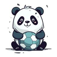 söt tecknad serie panda med en fotboll boll. vektor illustration.