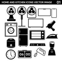 abstrakt stil Hem och kök Utrustning ikoner vektor bild