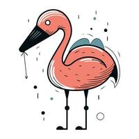 Flamingo. Hand gezeichnet Vektor Illustration im Gekritzel Stil.