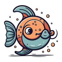 süß Karikatur Goldfisch mit ein Fisch Kopf. Vektor Illustration.