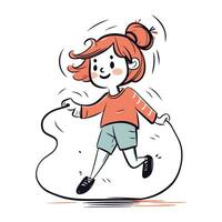 Vektor Illustration von ein glücklich wenig Mädchen Laufen auf ein Weiß Hintergrund.