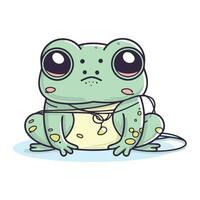 Frosch Sitzung auf das Boden. süß Karikatur Charakter. Vektor Illustration.