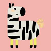 rolig kreativ hand dragen barns illustration av söt zebra vektor