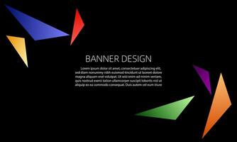 einfach schwarz Banner Hintergrund Design mit bunt Dreieck gestalten Ornamente. vektor