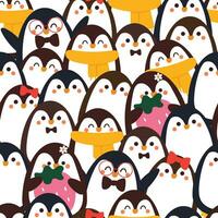 sömlös mönster tecknad serie pingvin. söt illustration design. djur- mönster för gåva slå in papper vektor