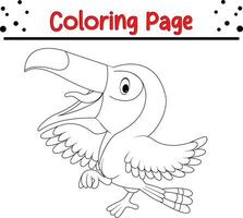 Tukan Färbung Buchseite. Vogel Färbung Buch zum Kinder vektor