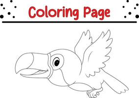 toucan färg sida. fågel färg bok för barn vektor
