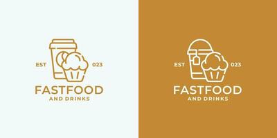 Cupcake und trinken schnell Essen Logo Design Vektor