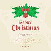 hälsning glad jul social media posta mall bakgrund design med särskild jul dekorationer vektor