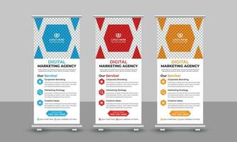 korporativ modern Digital Marketing Agentur Geschäft rollen oben Banner Design ziehen oben Beschilderung standee x einziehbar Banner Design Vorlage vektor